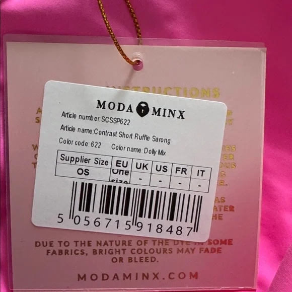 MODA MIX DOLLY MIX Halter Bikini SET Triangle Top XL Bottoms M Sarong O/S NWT - Picture 7 of 7